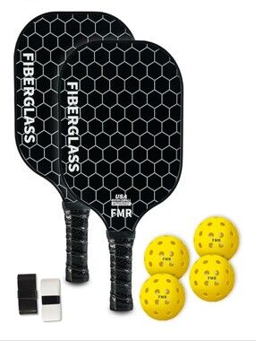 4 Pickleball Paddles   & 4 Balls-USAPA Approved Fiberglass Surface, Lightweight